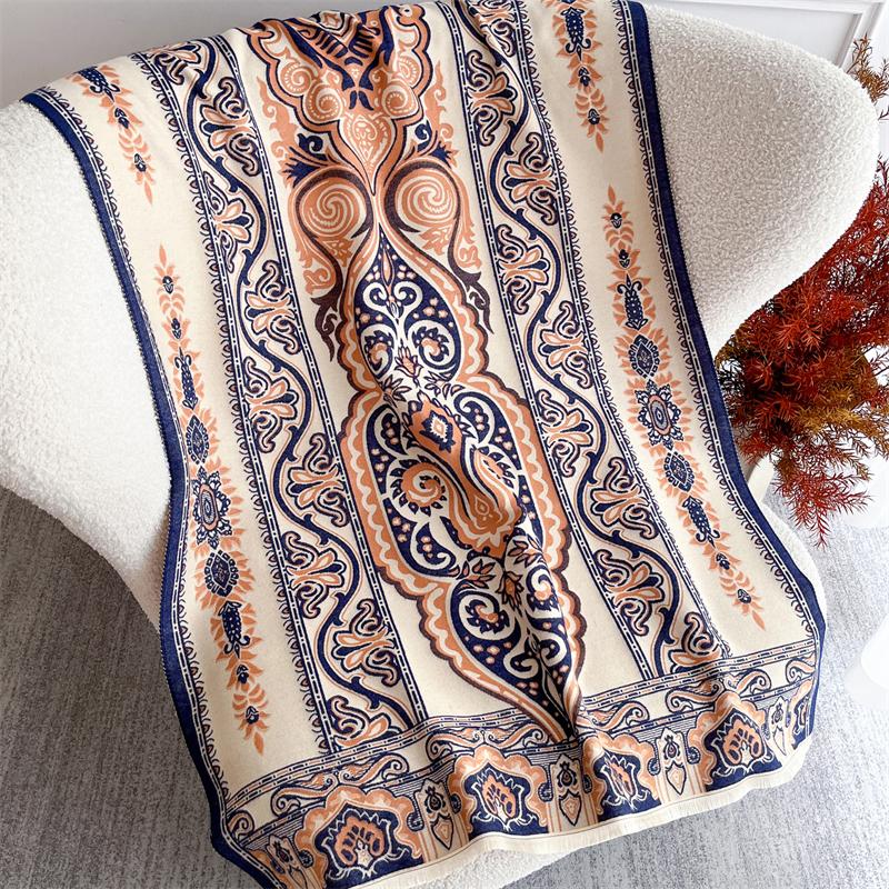 Luxury Brand Autumn Jacquard Cashmere Shawls for Women Wrap Warm Winter Pashmina Feel Scarves Print Design Lady Foulard Stoles