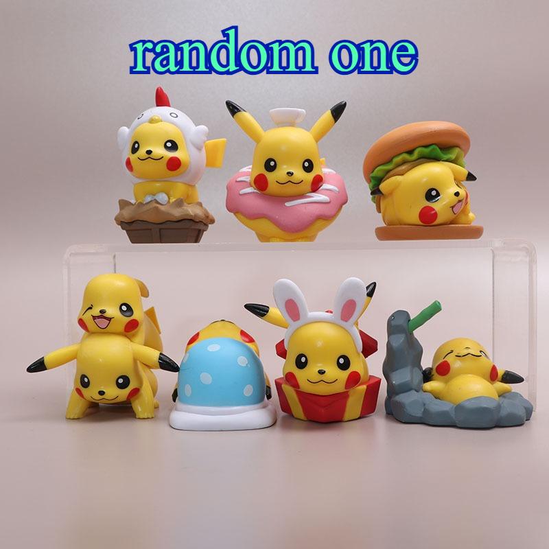 Cute Pikachu Figures 7pcs Set Pokemon Anime Action Figures Stackable Toys Desktop Ornaments Kids Gift Cartoon Character Dolls