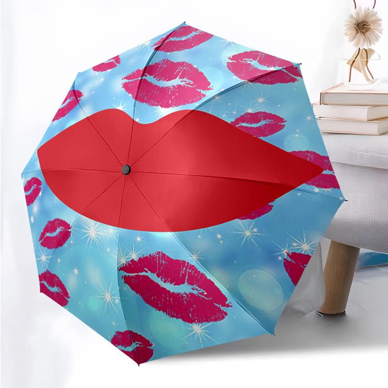 Makeup Girl Series Folding Umbrella Fashion Auto-Open 8 Iron Ribs Plastic Handle Foldable Sunshade Perfect Christmas Gifts