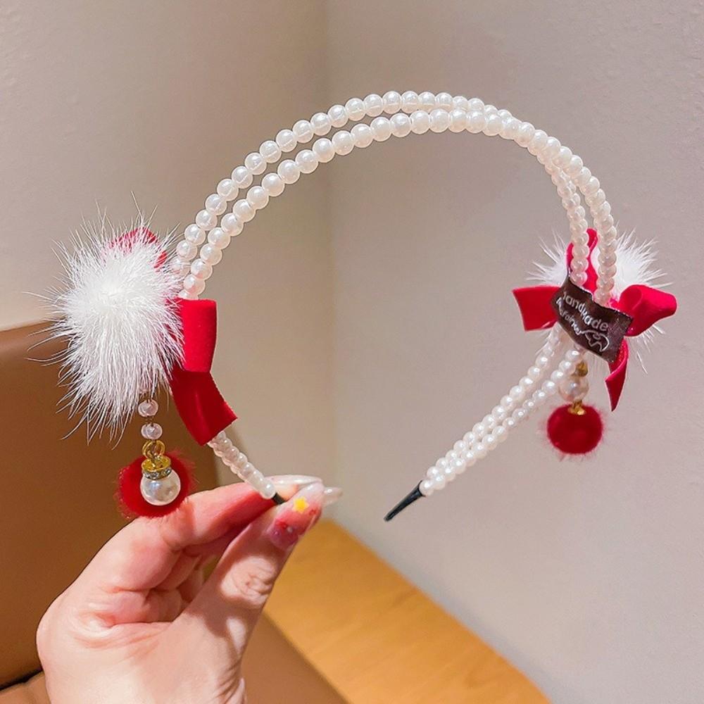 Tassel Chinese Style Headband Plush Ball New Year Hair hoop Performance Ancient Headwear Home
