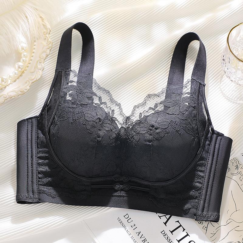 Breathable No Steel Ring Lace Wide Shoulder Strap New Breast Bra Cover Gather Anti-sagging Thin Cup