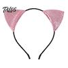 Shiny Kitten Ears for Girls Furry Cat Headband Women, Glitter Ear Hair Comfortable Cosplay Accessory Halloween Costume Party And Masquerade