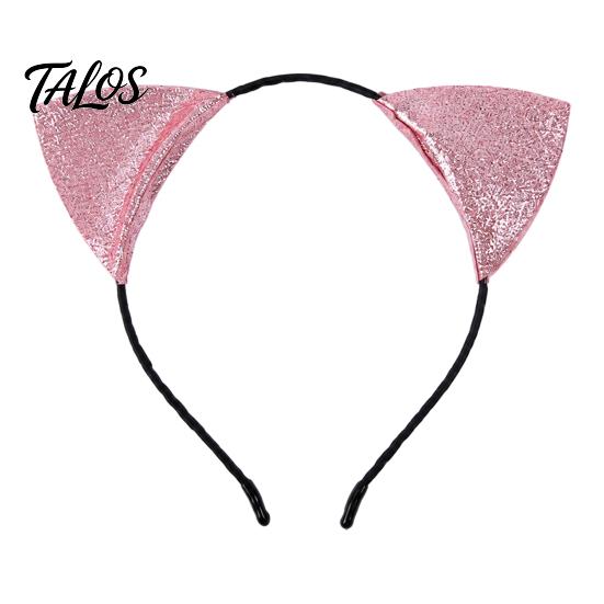 Shiny Kitten Ears for Girls Furry Cat Headband Women, Glitter Ear Hair Comfortable Cosplay Accessory Halloween Costume Party And Masquerade