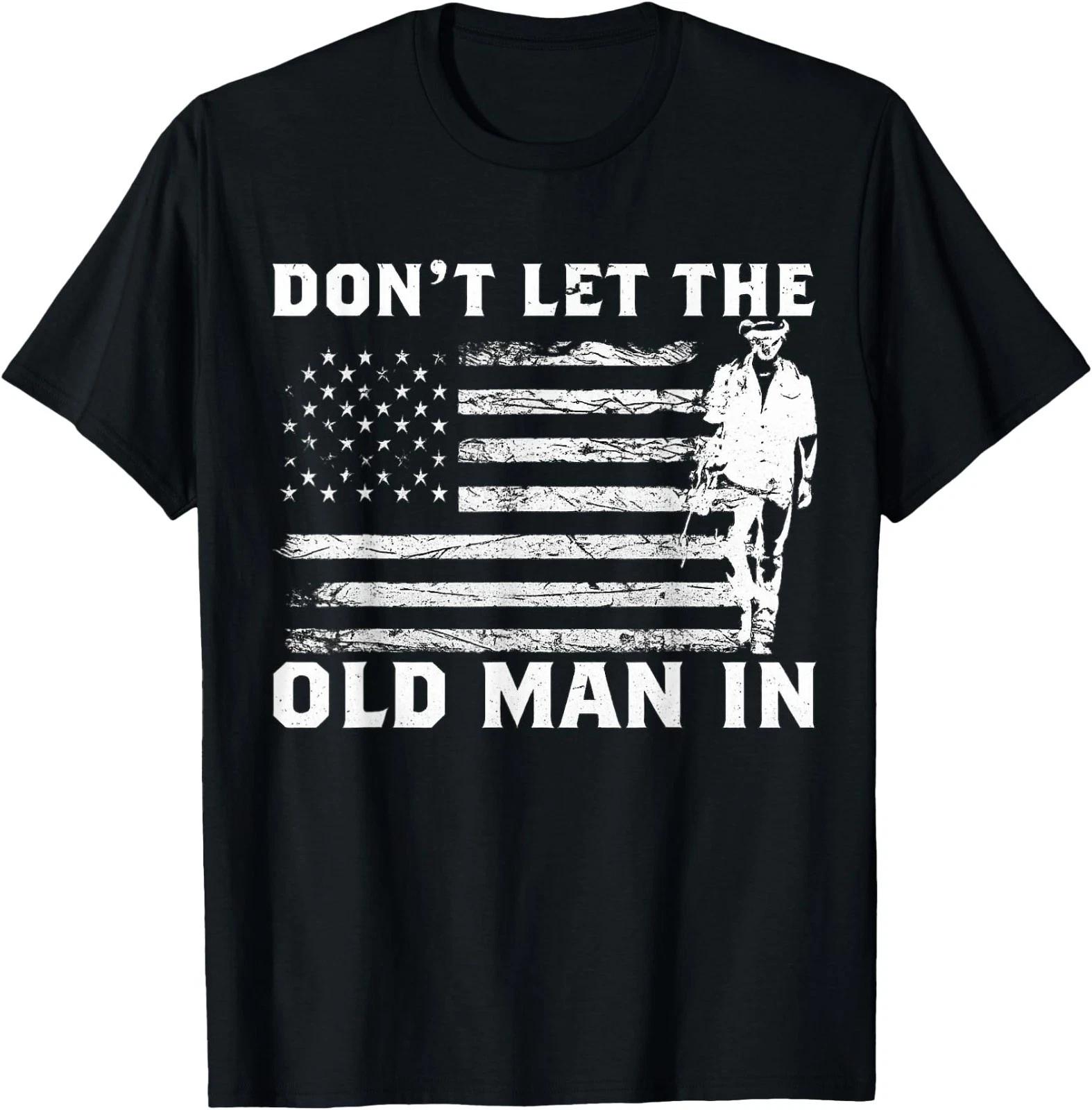 Retro Don t Let The Old Man in Cowboy US Flag for Men Women T-Shirt S