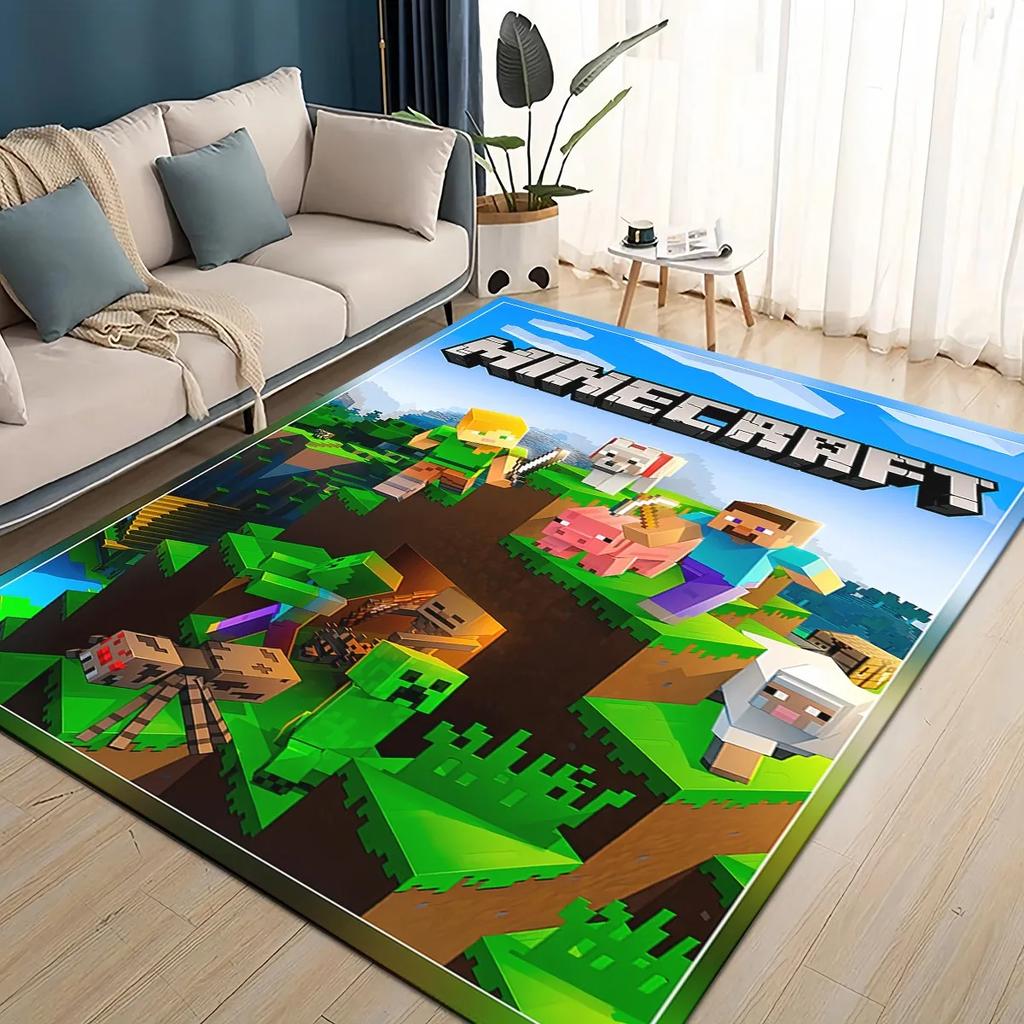 3D S-Sandbox Game  Cartoon Area Rug Large,Carpet Rug for Living Room Bedroom Sofa Doormat Decoration,kid Play Non-slip Floor Mat