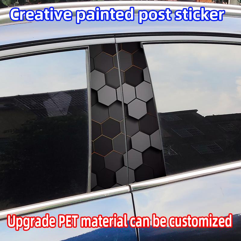 Honeycomb Car Stickers Auto B Pillar Waterproof Center Column Decoration Cover Scratches DIY Car Doors Pillar Decals Accessories
