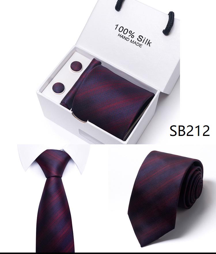 Men's 1200-Needle High-Density Business Stripe & Paisley Tie Set - 6 Piece Groom & Wedding Gift Box
