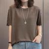 Summer New Middle Aged Women's Ice Silk Knitted Shirt Short Sleeve T-shirt Plus Size Top