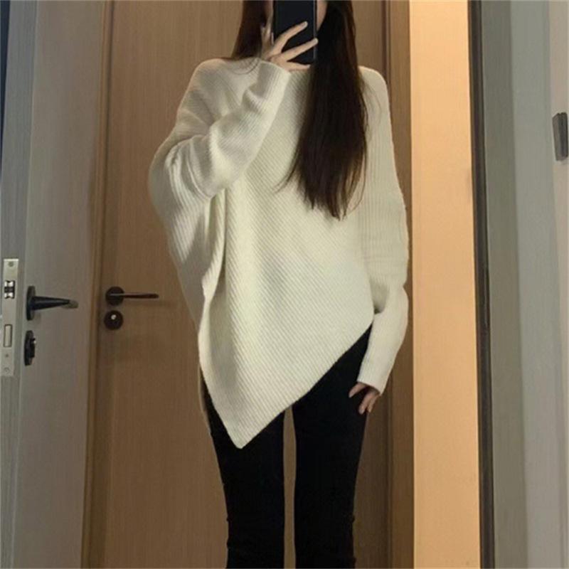 Irregular turtleneck sweater women's autumn and winter new gentle lazy wind thickened knitted top