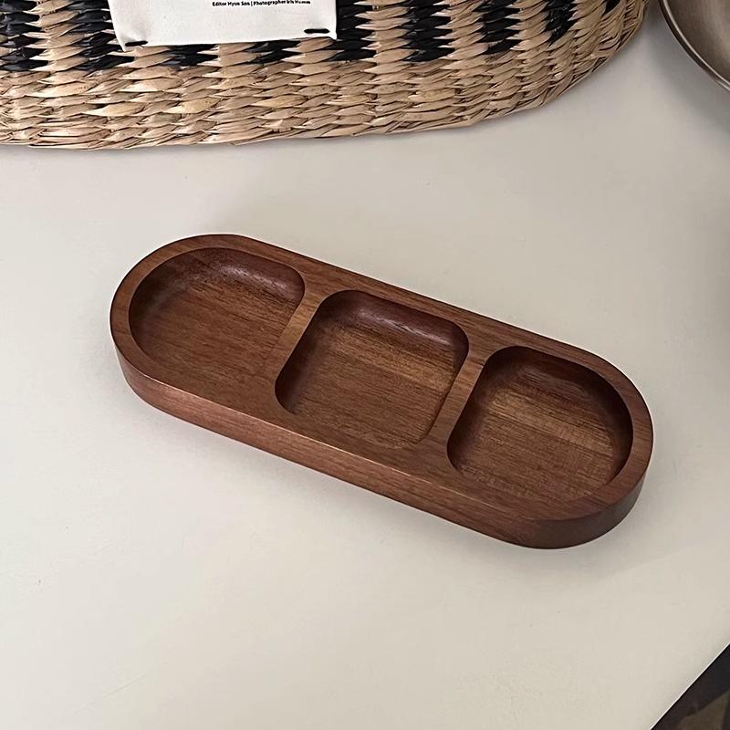 Jewelry Storage Box Organizer Ins Retro Desktop Wooden Earrings Dangler Rings Necklaces Compartment Storage Tray Entrance Trays