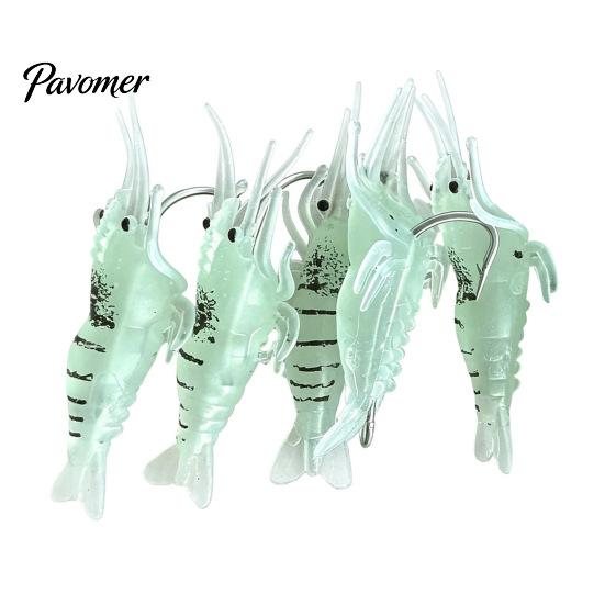 Saltwater Fishing Lure 5/10/20/40Pcs 4CM/1.3G Bionic Shrimp Soft Lure, Glow-in-the-dark Bass Lures Bait with Hook, Freshwater Swimbait Realistic