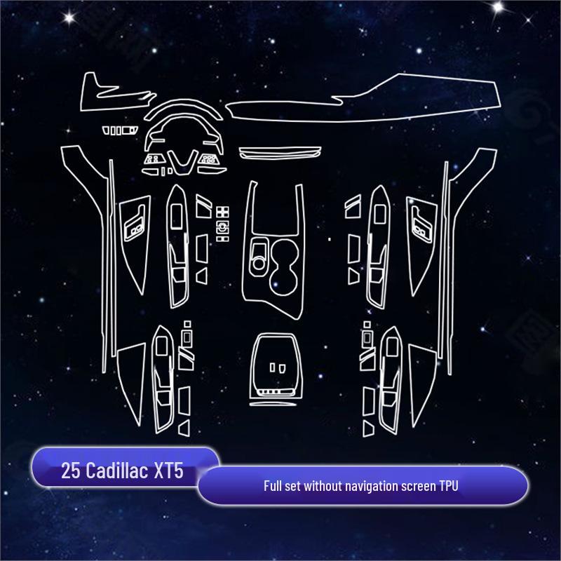 Interior, navigation, and console screen protection film for 2025 Cadillac XT5 models.