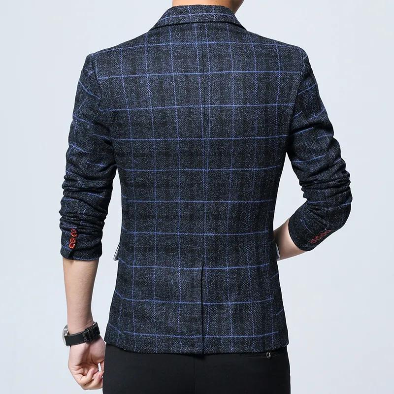 Mens Blazer Business Casual Suit Jackets Slim Fit Plaid Sports Coat Spring Autumn Man Clothes Men's Travel Suits Blazers