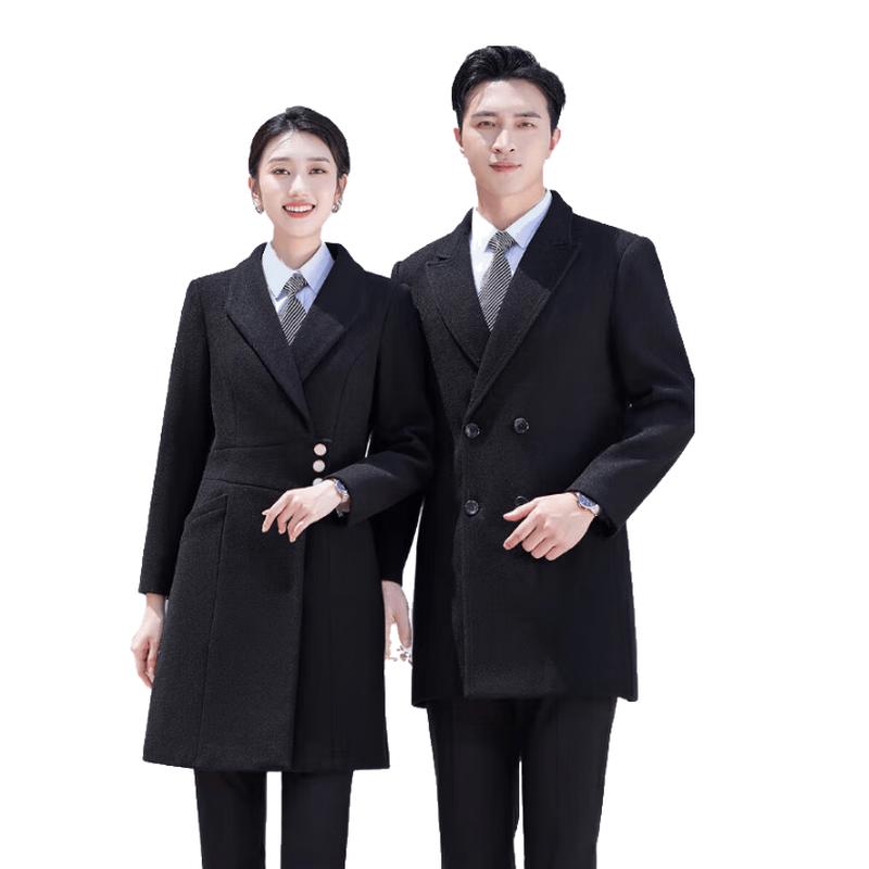 Binwo Mid-Length Double-Breasted Wool Blend Coat M Women