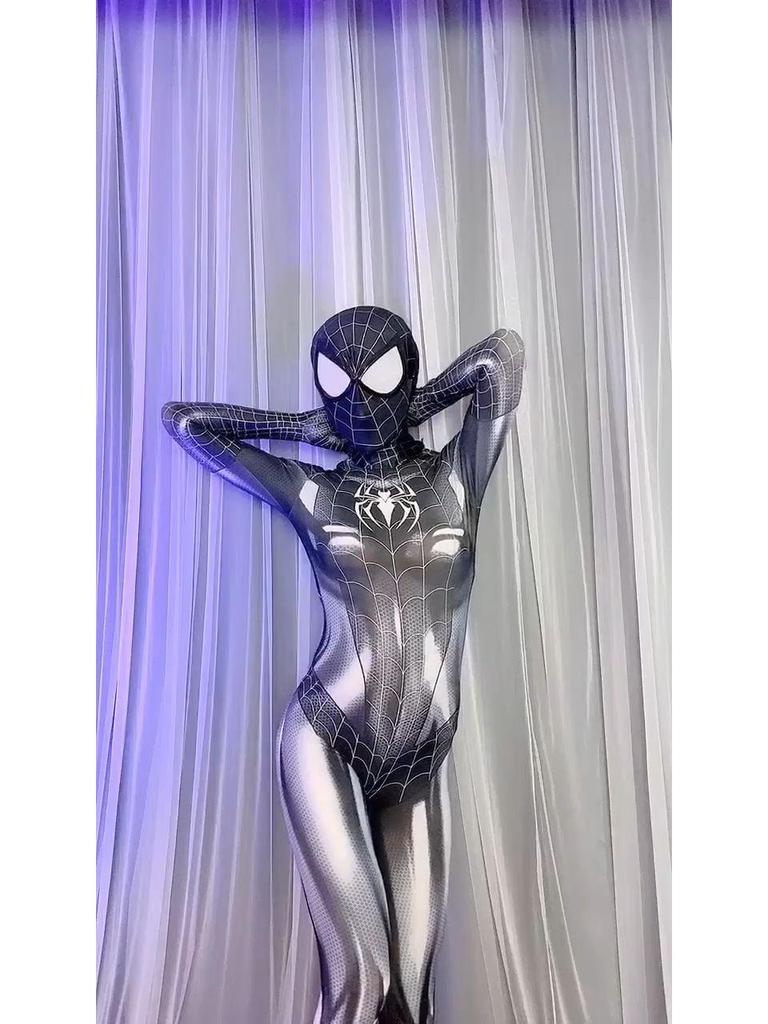 Dámský černý cosplay overal MJ: Skvělý kostým pavouka pro dospělé na hraní rolí