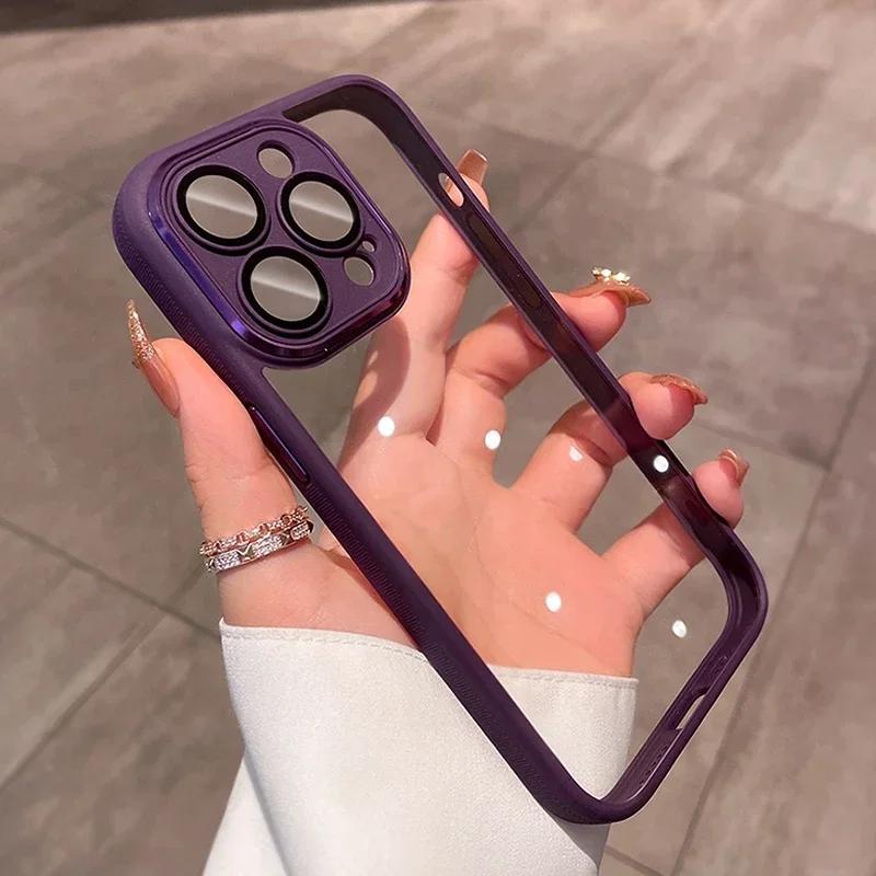 Original Gold Case For iPhone 16 Pro Max Glass Camera Protector Case for iPhone 15 13 12 14 Pro Max Transparent Shockproof Cover