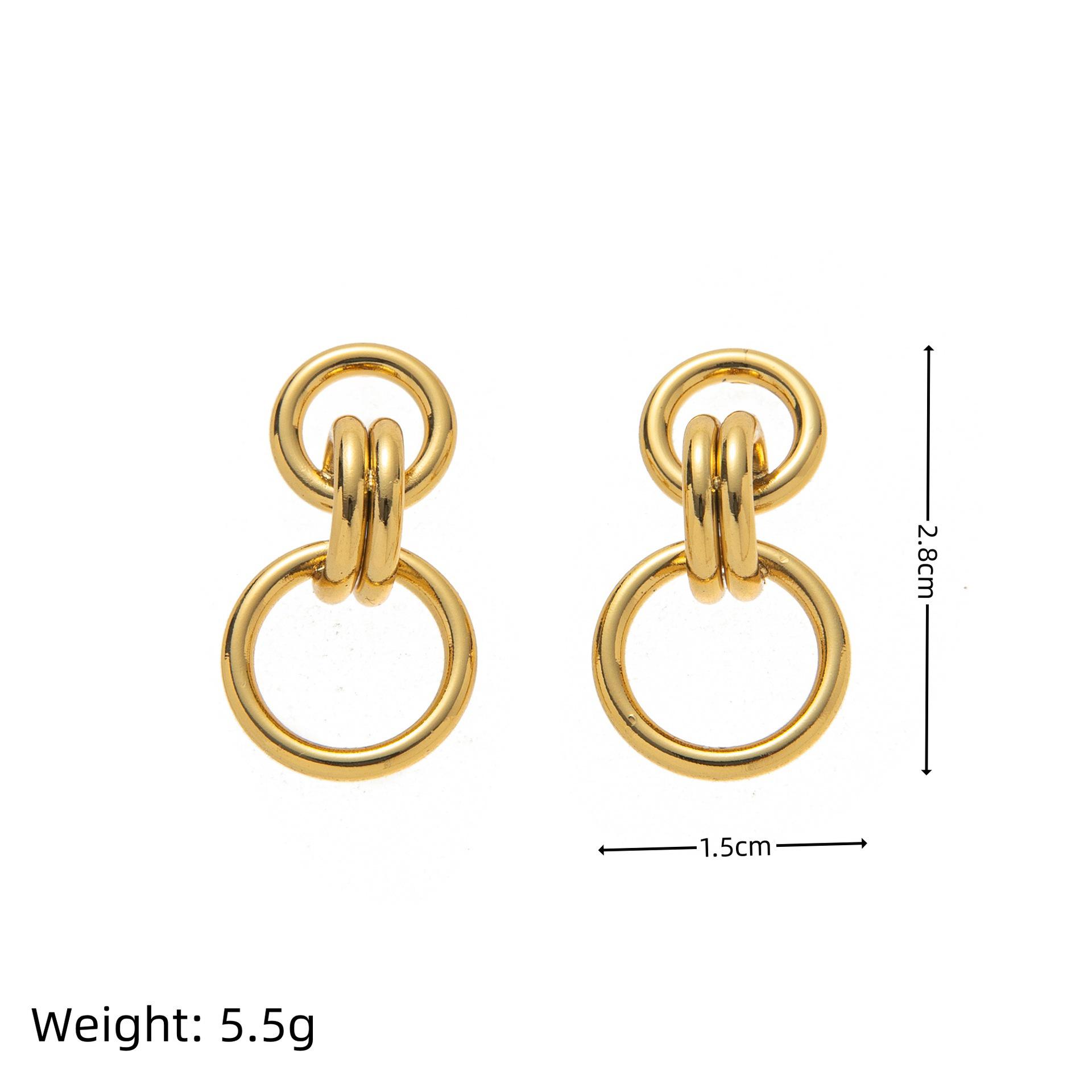 Geometric Hollow Interlocking Circle Earrings - Colorfast Titanium Steel Jewelry