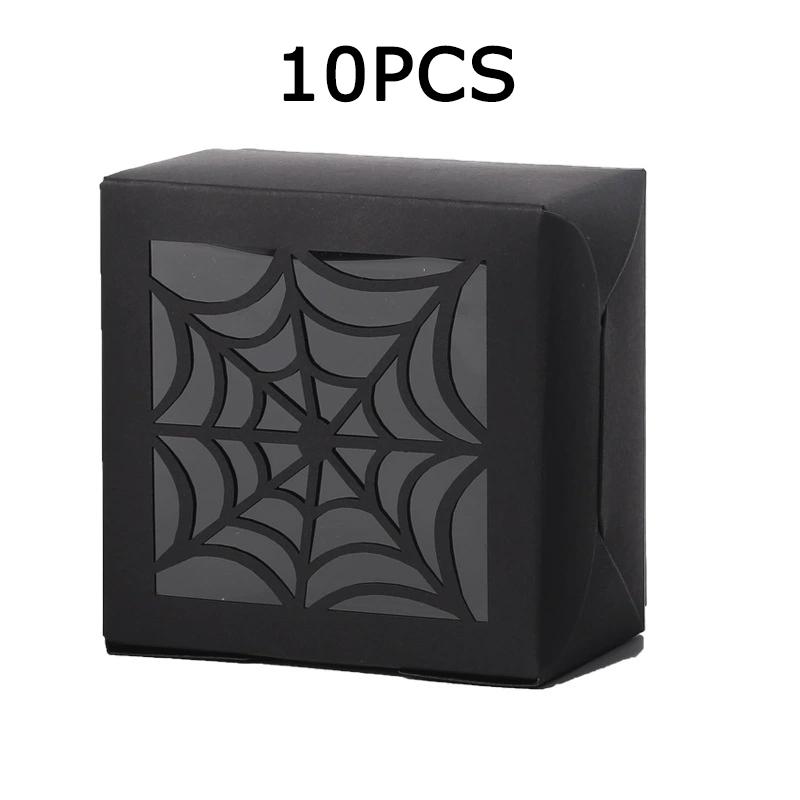 WTEMPO Foldable DIY Halloween Paper Gift Boxes Funny Clear Window Square Small Presents Packaging Boxes Party Decor Treat Boxes