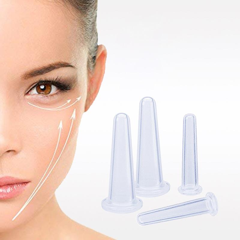 4-teiliges Schröpfmassage-Schälchen aus Silikon, für die Körper-, Gesichts-, Hals- und Augenmassage, Vakuumtank, Körper-Gesichtspflege, Anti-Aging-Schönheitswerkzeug