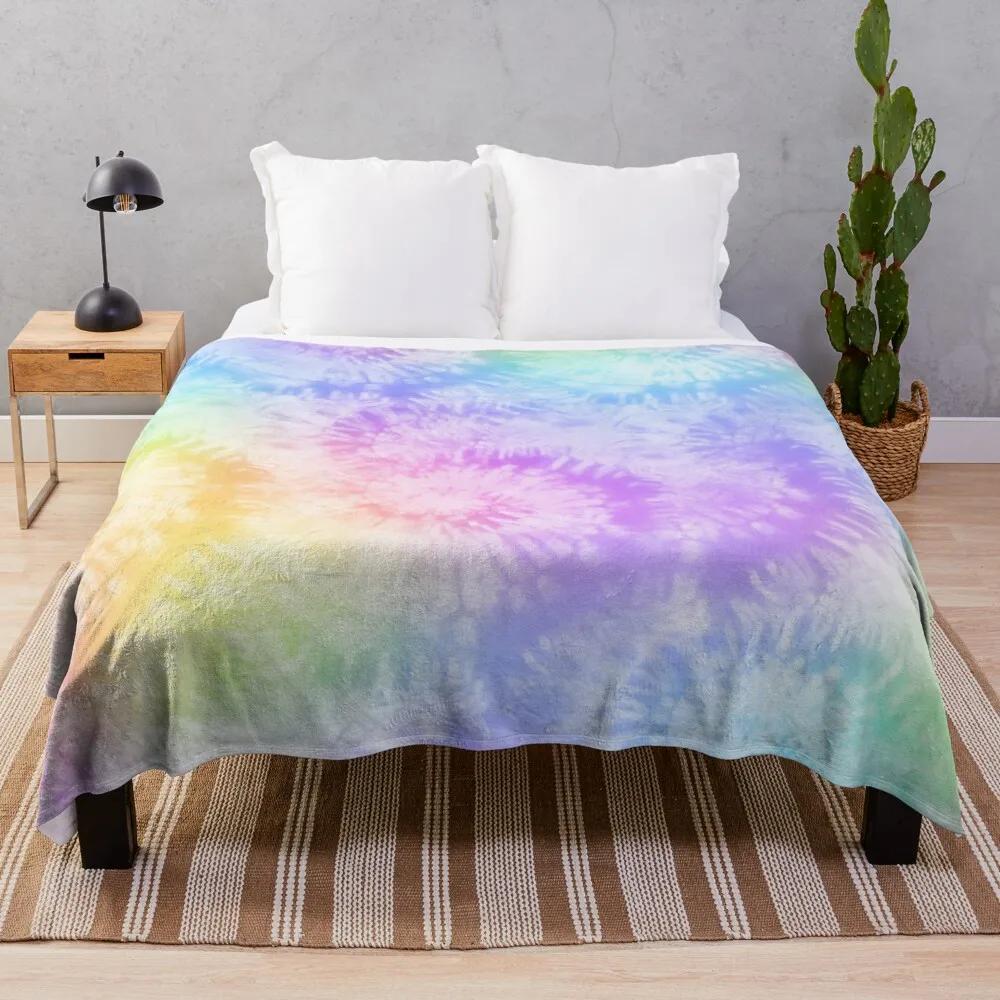 Tie Dye Colourful Flannel Throw Blanket Abstract Art Blanket Lightweight Super Soft for Bed Sofa Couch Decor for Kids Boys Girls