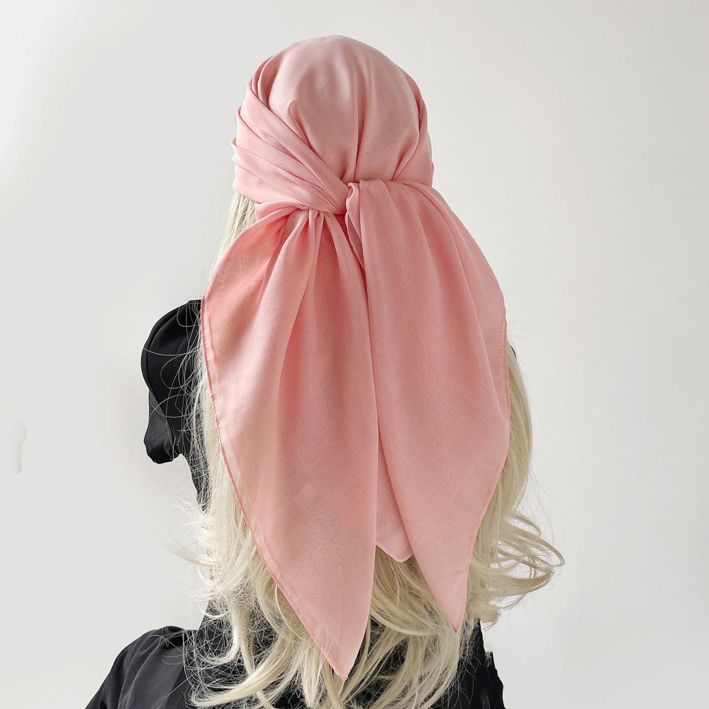 Eșarfă nouă, versatilă, la modă, eșarfă pătrată mare, eșarfă de culoare solidă, eșarfă din satin de mătase simulată pentru femei