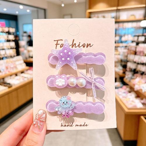 Summer Ocean Series Set Cute Children's Hairpin Pearl Hair Accessories Shell Starfish Hairpin Duckbill Clip