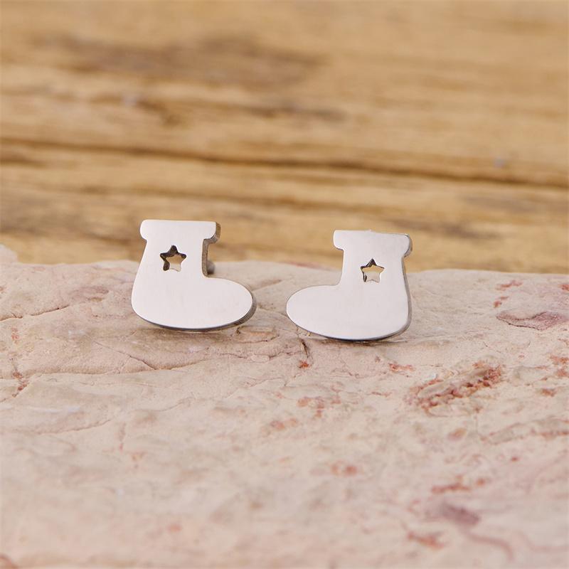 Christmas Tree Reindeer Pattern Earrings Women Student Teen New Year Gift Stainless Steel Cartilage Piercing Earring Zircon