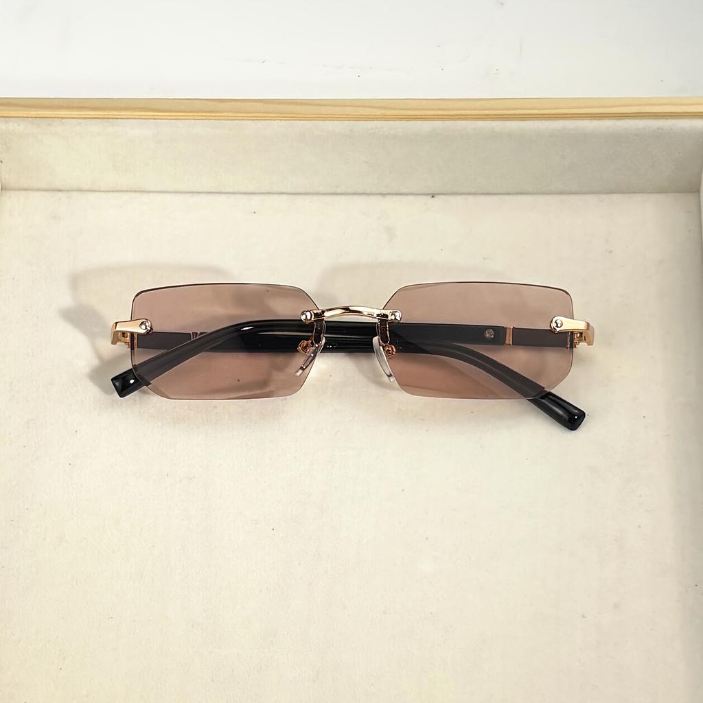 Chic Square Rimless Fashion Glasses for Women, Metal Hinge, Perfect for & Party