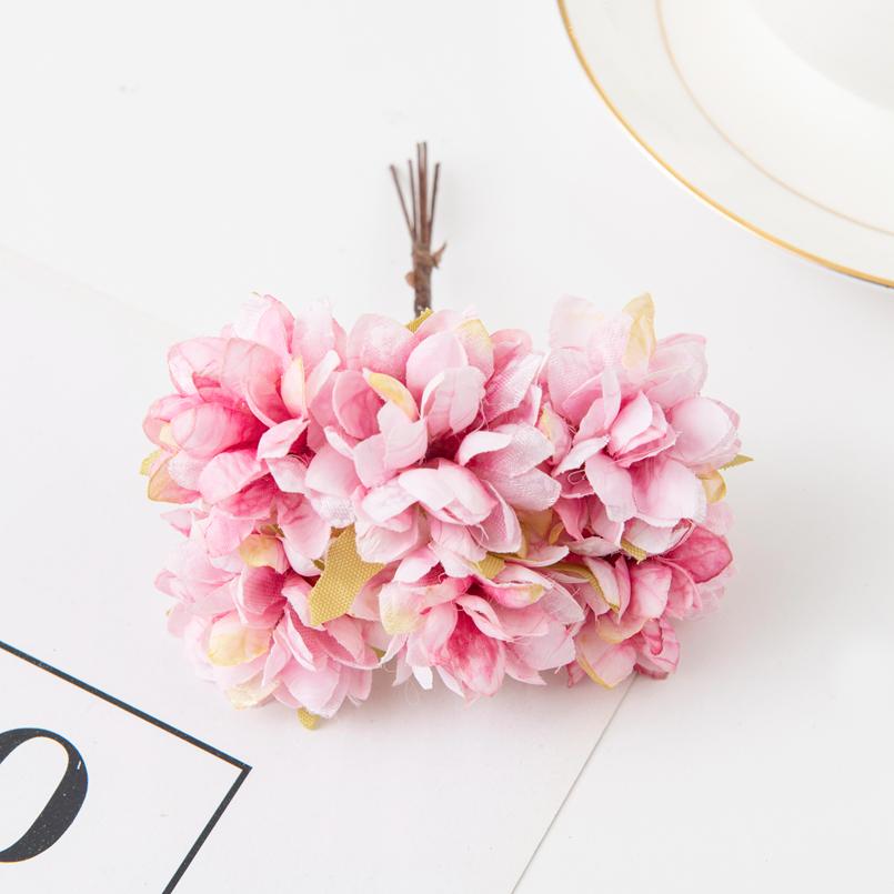 6Pcs Artificial Flowers Silk Carnation Mini Bouquet Wedding Wreaths Valentine for Home Decortion Scrapbooking Bridal Accessories