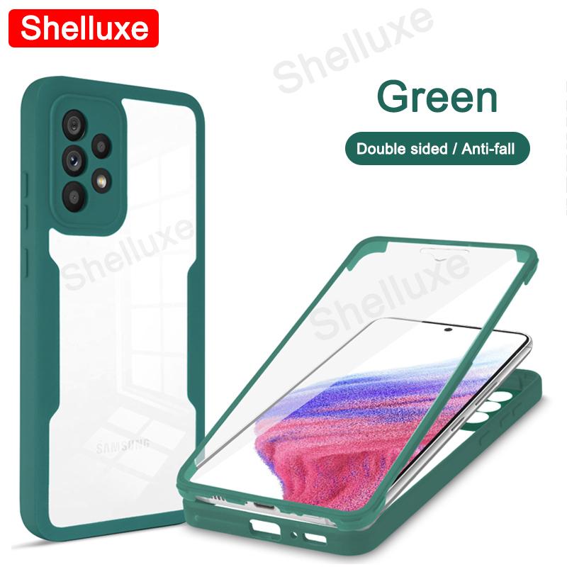 360 Heltäckande Framsida+Baksida Genomskinligt Skal Shelluxe För Samsung Galaxy A72 A52 A52S A32 A22 A73 A53 A33 A13 Silikon Dubbelsidigt Skydd