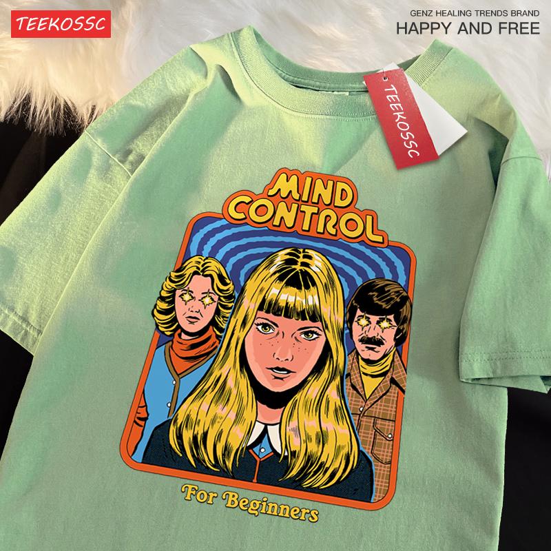 Mind Control For Beginners Printing T-Shirt Oversized Cotton T-Shirt Fashion Loose Tops Casual Sweat Tee Clothes Cotton Couple