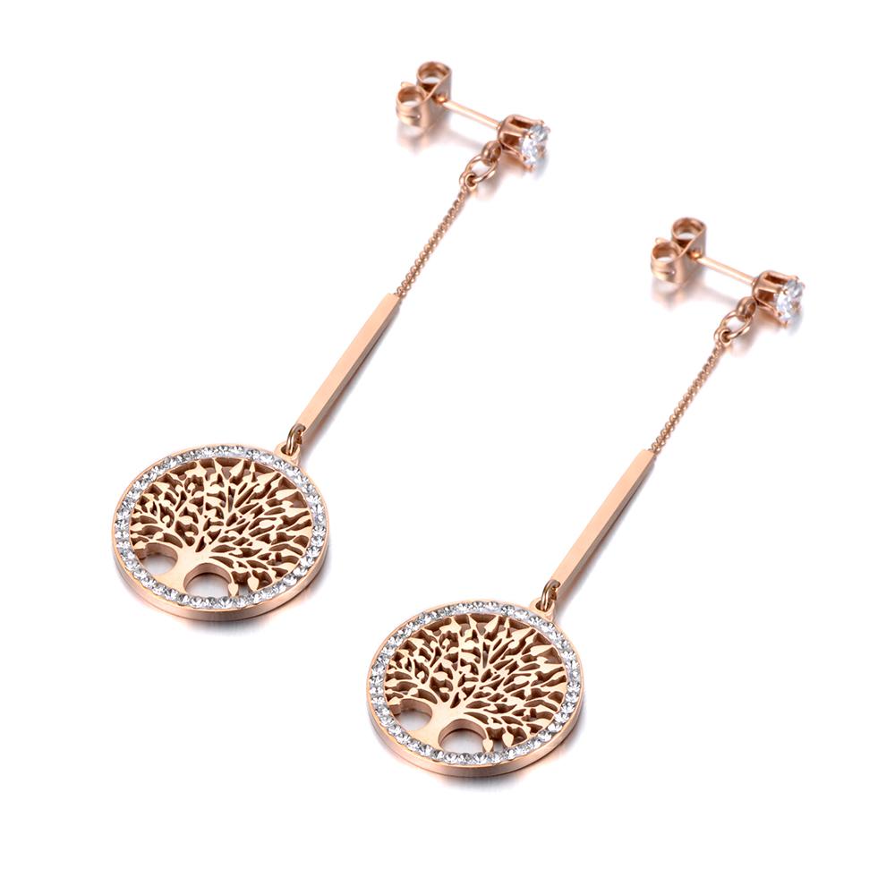 

Lokaer Bohemia Stainless Steel Flowers Tree Tassel Earrings Jewelry Trendy Clay CZ Crystal Dangle Earrings For Women Girl E19123