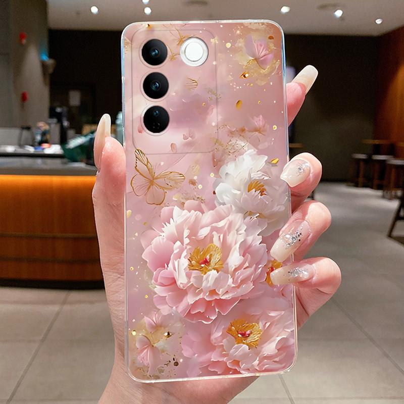 Case For Vivo V27 Capa Cases For Vivo V27E Flower Butterfly Protective Thin Case For Vivo V27 Pro Soft Silicone TPU Phone Cover