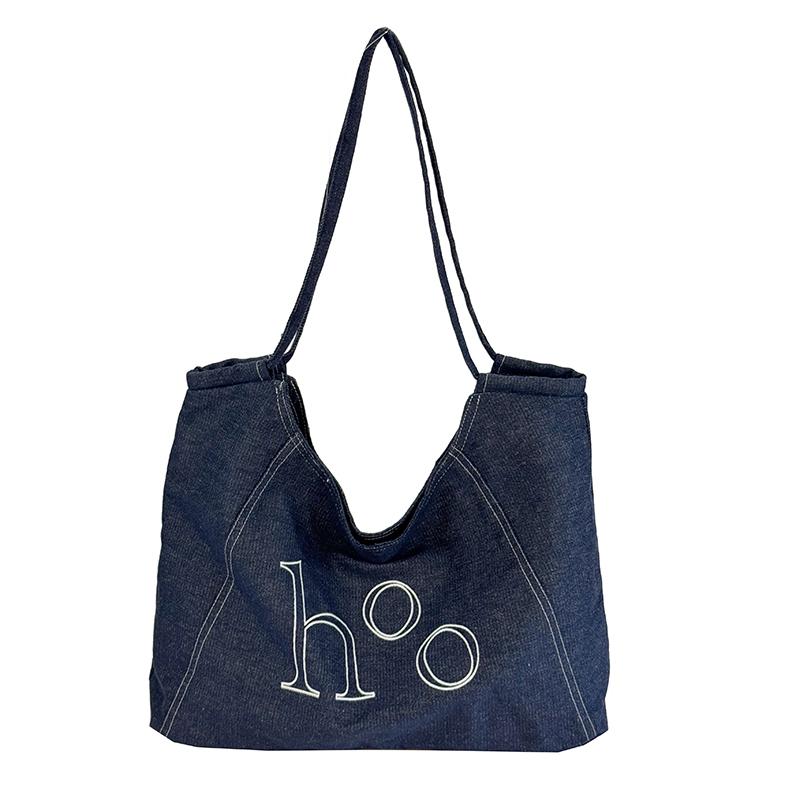Denim Large Capacity Shoulder Bags Summer New Letter 2026 Women s Bags Commuting Versatile Casual Women s Handbags синий