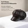 Versatile Leather Painter Hat Keep Warm Octagonal Hat Fashion PU Beret Cap  Daily