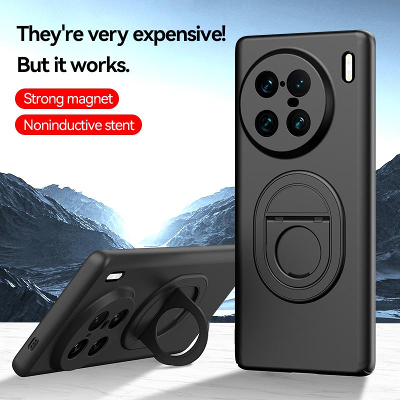 For VIVO X100 Pro Case Hard PC Skin With Ring Stand Magnetic Protective Back Cover Case For VIVO X100 X90 X80 Pro Phone Shell