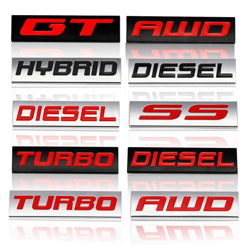 Car Sticker GT AWD Hybrid Diesel SS Turbo Logo Emblem Badge Decals for  Mazda  Skoda Ford  Volvo