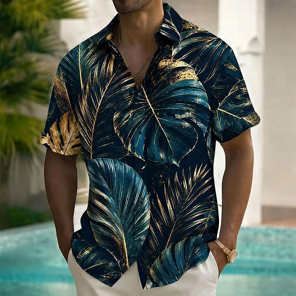 Men's Palm Leaf Coconut Palm Tropical Plants Hawaiian Shirt Tropical Shirts Aloha Shirt Short Sleeve