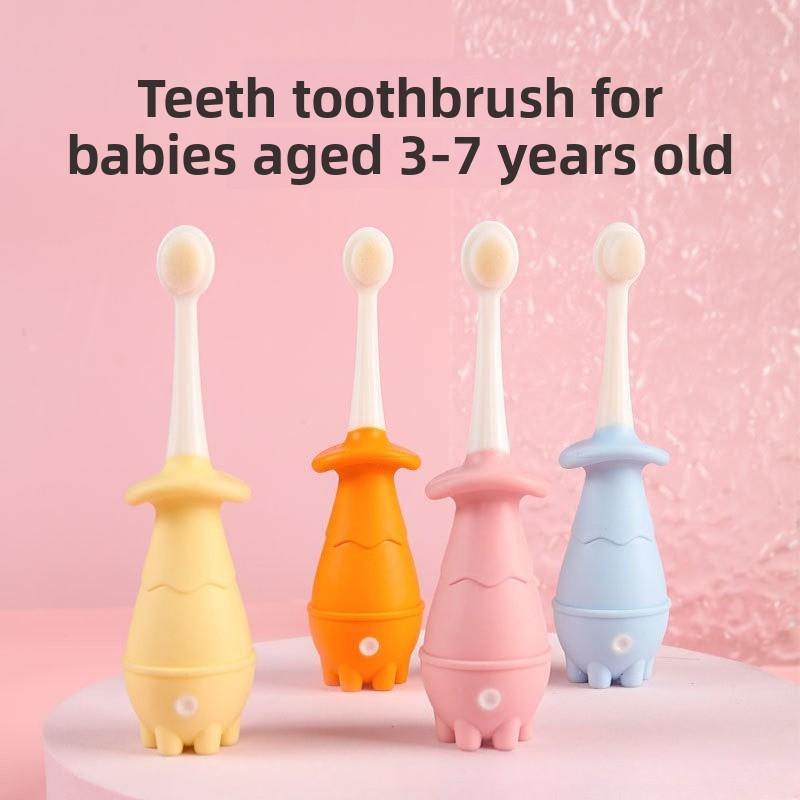 Cute Children Small Head Soft Bristle Toothbrush High Density Brush Wire Does Not Damage Gums for Children Aged 3-7
