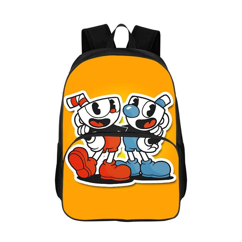 Anime Cuphead Print Basisschool Student Rugzakken 16 Inch Schooltas Cuphead Cartoon Kinderrugzak Jongens Meisjes Rugzak Mochlia black