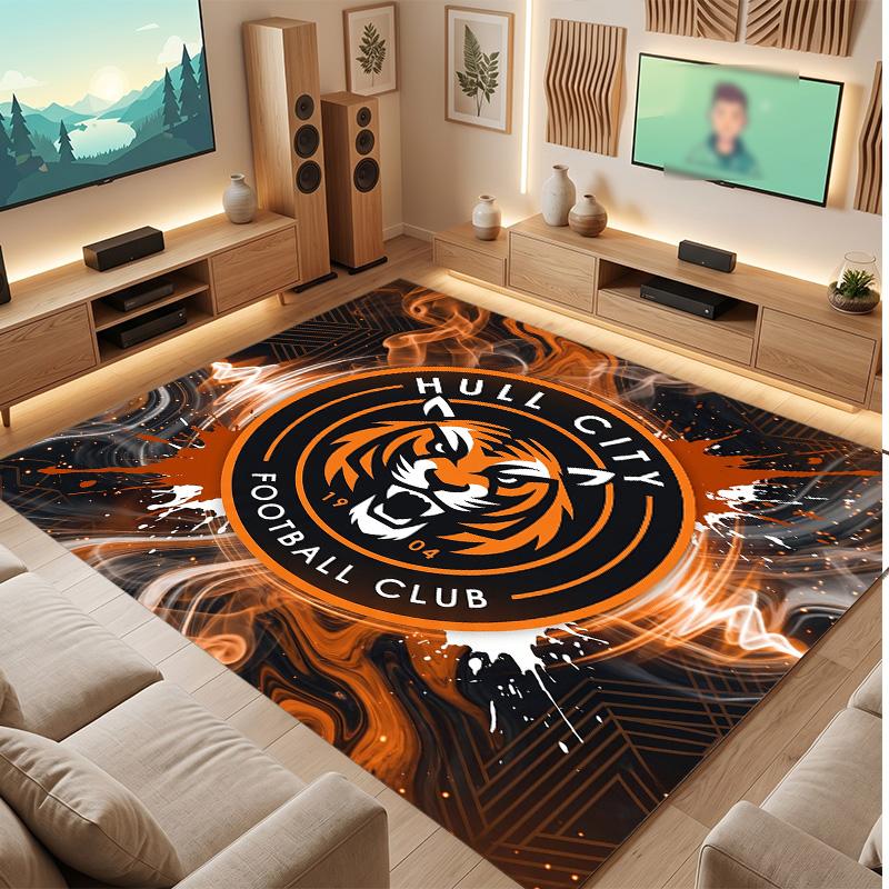 Tappeto in Velluto di Cristallo con Stampa Calcio Hull City, Comodo Assorbente d'Acqua Antiscivolo Tappeto per Pavimento Interno