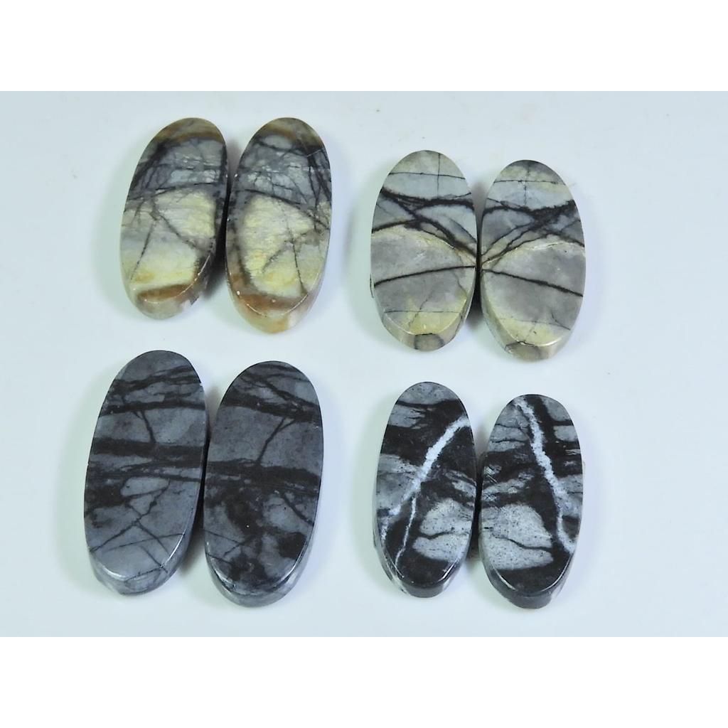 24-28MM Natural Picasso Jasper Matched Pair Oval Loose Gemstone 4Pair Lot A-589