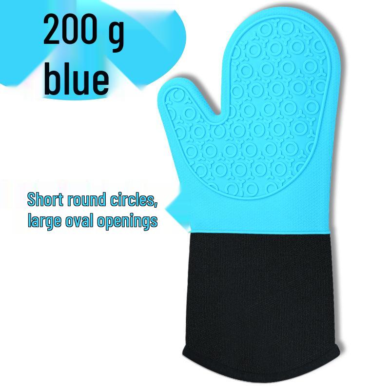 Nine Likes Thick Short Silicone Oven Gloves - Heat Resistant Kitchen Mitts with Two-Finger Design for Baking and Cooking