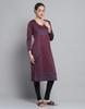MONTE CARLO Womens Self Design Wine Round Neck Full Sleeve Kurti