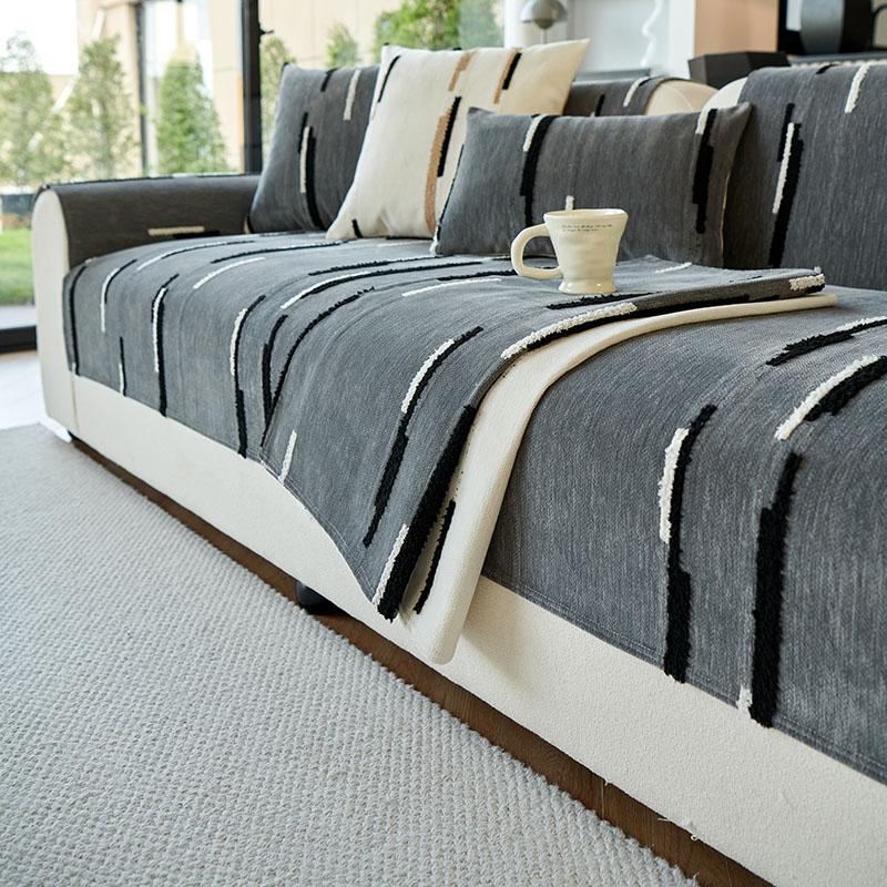 

Зимний домашний нескользящий полосатый диван Подушка Чехлы для дивана Чехол из шенилла Коврики для дивана 70X70cm 1pc