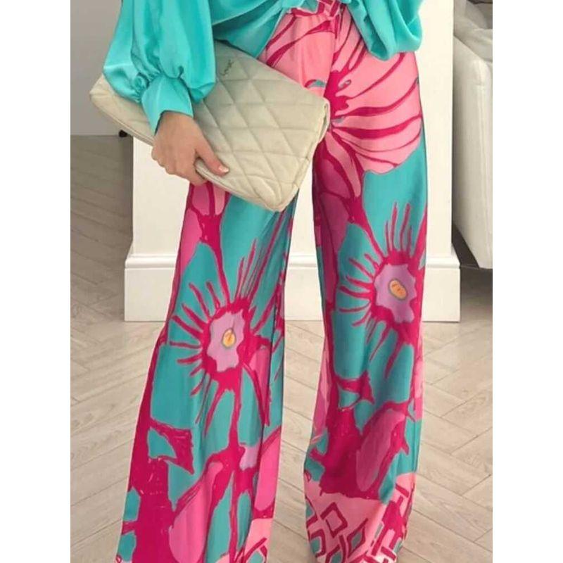 Flower Women's Pants Print Fashion Wide Leg Pants Casual Home Loose Personality Women clothes Four Season Pants