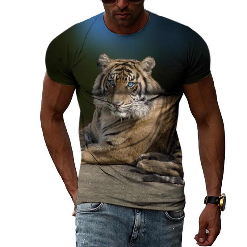 New Year Animal Tiger Graphic T Shirts For Men Summer Fashion Casual Hip Hop Harajuku Style T-shirt 3D Personality Print Tee Top