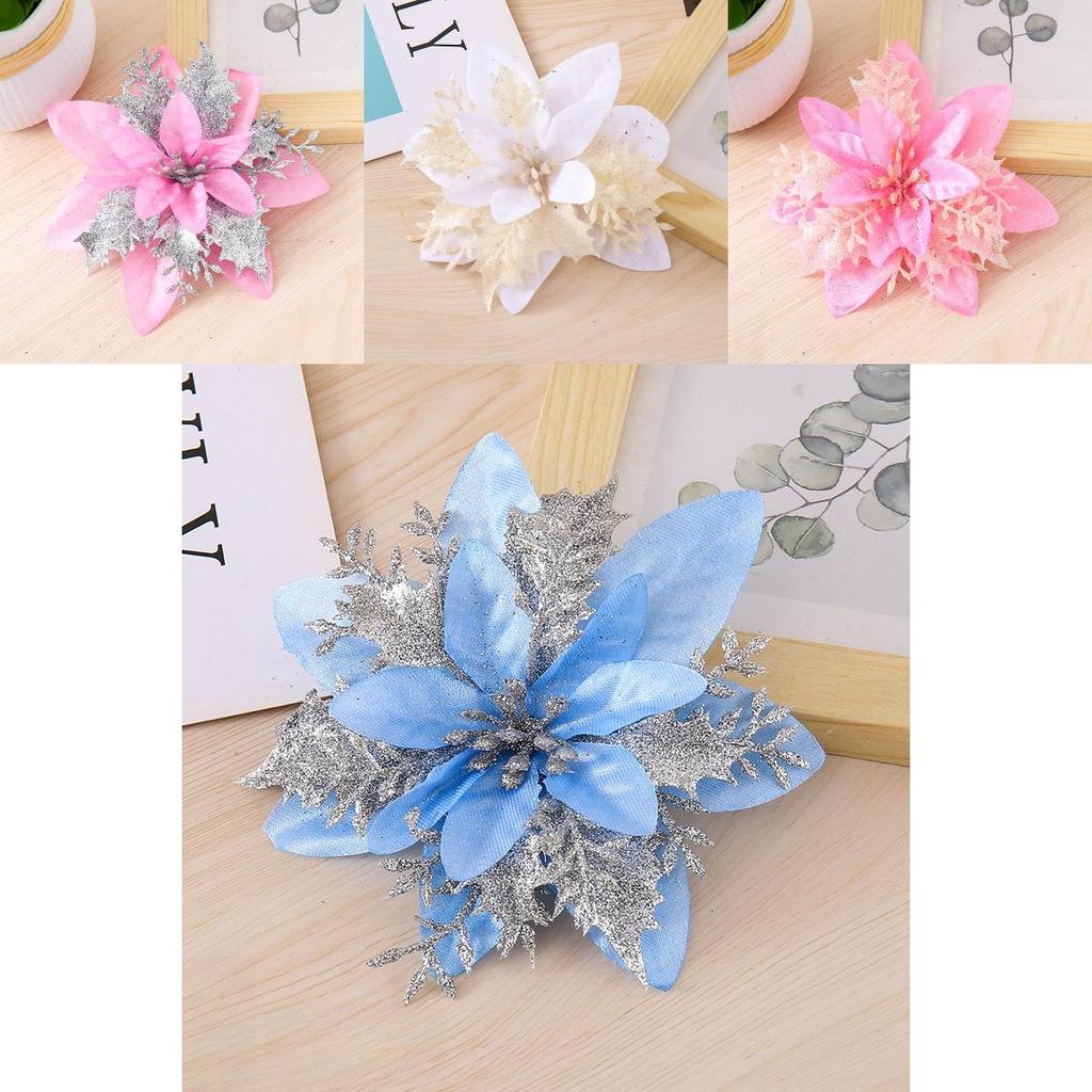 Christmas Floral Decorations With Plastic And Fabric Materials For Festive Tree Accents