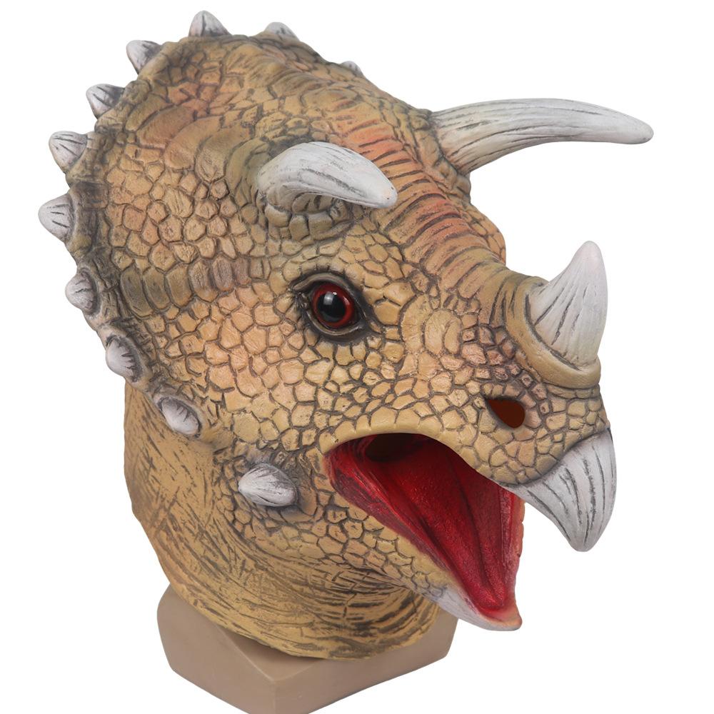 Halloween Jurassic Dinosaur Mask Simulated Triceratops Mask Headgear Dinosaur Stage Props and Decorations