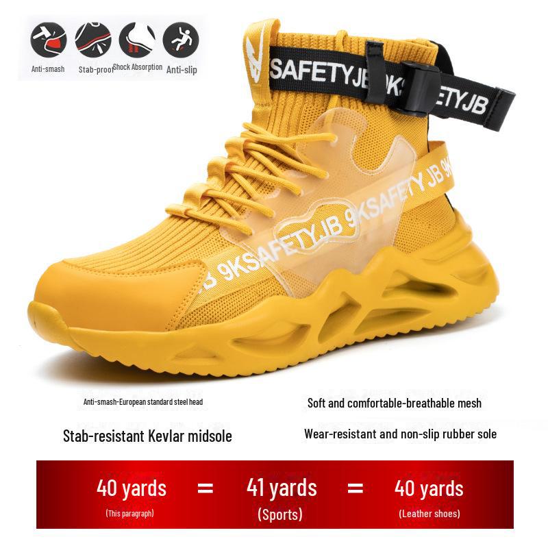 Breathable Lightweight Men's Steel Toe Work Shoes - Anti-Smash, Anti-Puncture, High-Top Safety Footwear